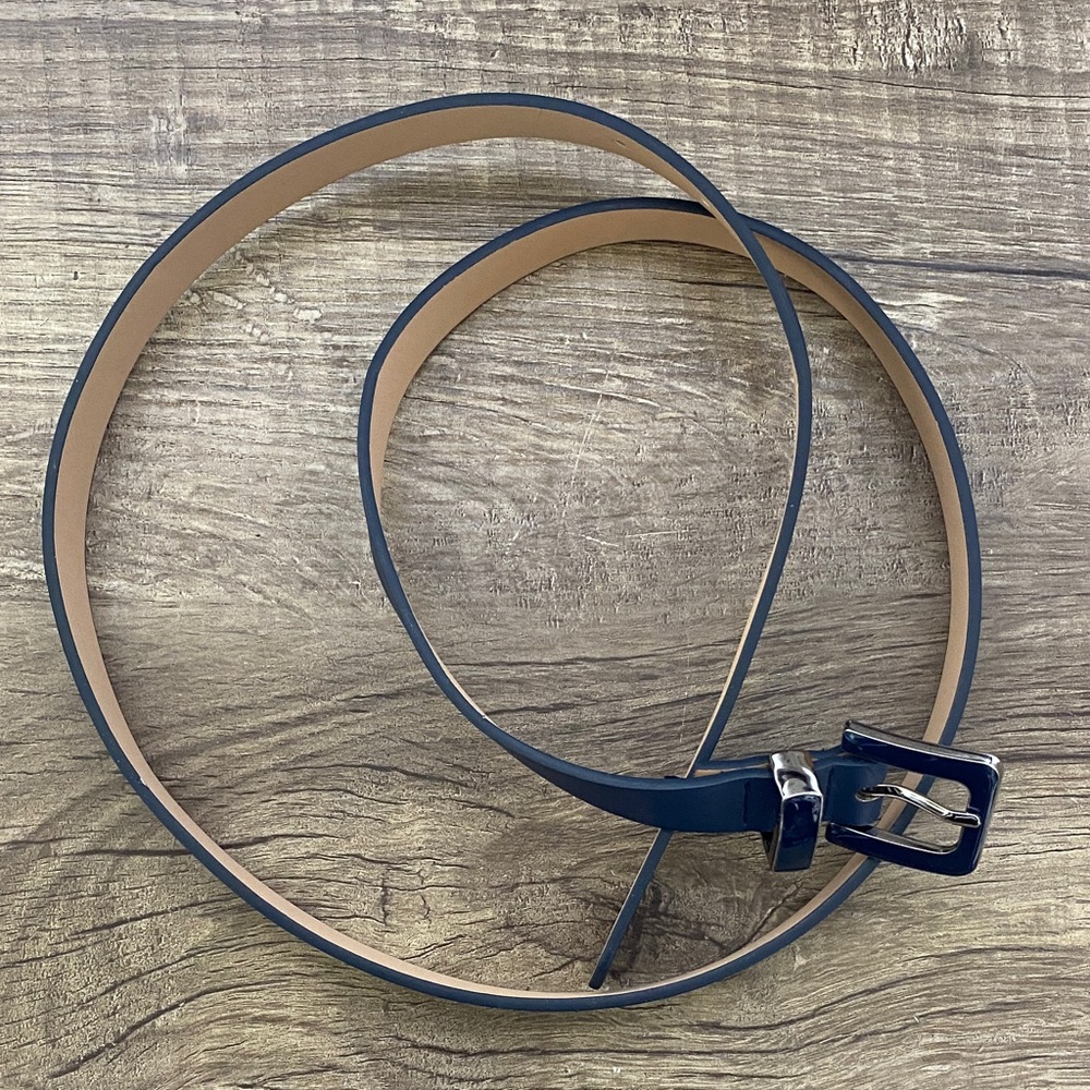 Stylish Navy Blue Belt with Silver Buckle